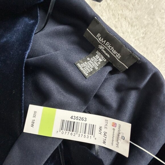 R&M Richards 5471W Womens Plus Size 18W Velvet Ruched Formal Evening Dress New - Picture 3 of 10